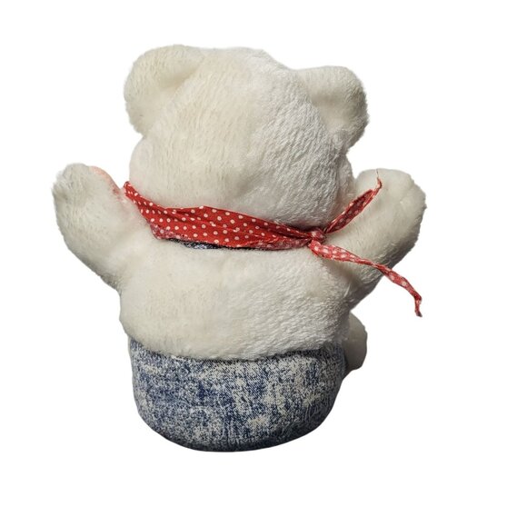 Vintage Dan Brechner Conductor White Bear Plush Bandana Overalls Cloud 9 Toys - Picture 2 of 11